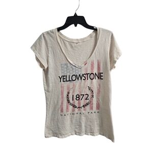 Yellowstone National Park Cream V-Neck Top No Tag Fits XL/2X